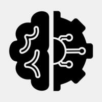 Icon machine learning. Artificial intelligence elements. Icon in glyph style. vector