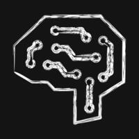 Icon digital brain. Artificial intelligence elements. Icon in chalk style. vector