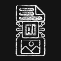 Icon text to image. Artificial intelligence elements. Icon in chalk style. vector