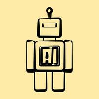 Icon robot. Artificial intelligence elements. Icon in hand drawn style. vector