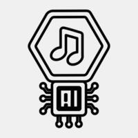 Icon ai music sound. Artificial intelligence elements. Icon in line style. vector