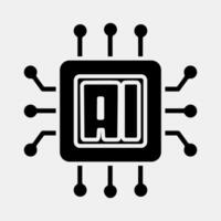 Icon ai processor. Artificial intelligence elements. Icon in glyph style. vector
