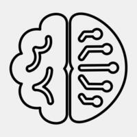 Icon brain circuit. Artificial intelligence elements. Icon in line style. vector