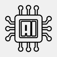 Icon ai processor. Artificial intelligence elements. Icon in line style. vector