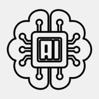 Icon embedded device. Artificial intelligence elements. Icon in line style. vector