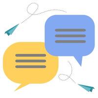 Speech bubble, chat balloon, talk messaging, text communication online in symbol illustration. Concept of discussion dialogue, thought bubble icon label conversation comic cartoon style. vector