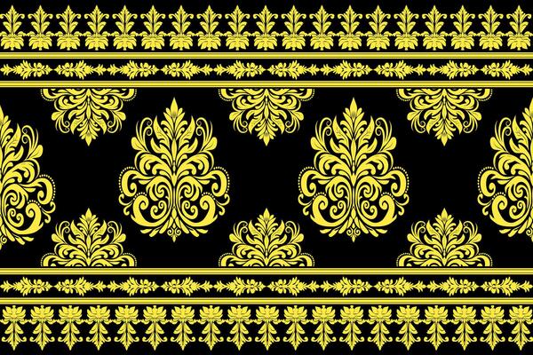 Golden Ornamental Seamless Pattern with Vintage Floral Design and Geometric Elements for Elegant Wallpaper and Decorative Frames