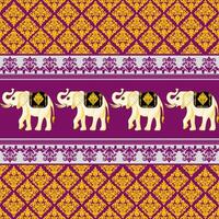 Damask pattern design, Elephant Golden color vector