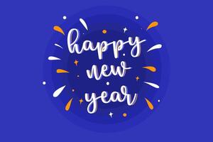 Happy new year text on blue background vector