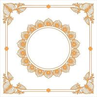 An orange frame with floral pattern vector