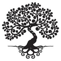 A stylized tree with swirls and leaves vector