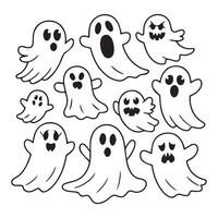 Spooktacular Emotions A Set of Cartoon Ghost Characters vector