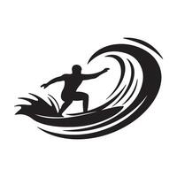 Surfer silhouette on white background vector