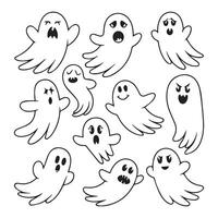 Hauntingly Fun Illustrated Set of Cartoon Ghost Characters vector