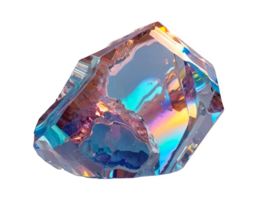 3D chrome element in Y2K style, isolated background, liquid holographic metal. A large crystal with a rainbow colored glow, reflection. png