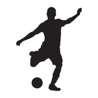 Silhouette of a soccer player kicking the ball vector