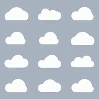 A Set of White Clouds on Gray vector
