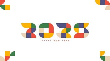 Happy new year 2025 with Abstract Bauhaus Geometric style background template. Simple Abstract Bauhaus Geometric Background with happy new year 2025 greetings vector