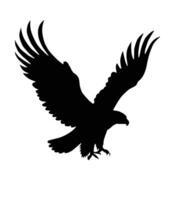 The silhouette showcases a majestic eagle in mid-flight, its wings fully extended in a powerful display vector