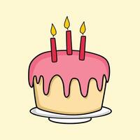 design cake with off white background and pink color and birthday cake illustration design vector