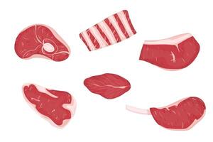 Set of meats cuts. Illustration on white background. vector