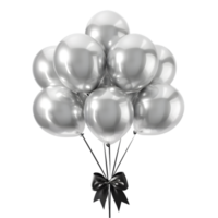 Shiny Silver Balloons Floating Isolated on Transparent Background png
