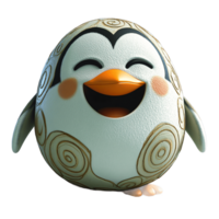 Cute cartoon penguin with swirling pattern happy and smiling isolated transparent background png