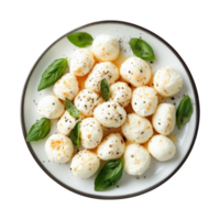 a bowl of cherry tomatoes with a slice of lemon isolated on a transparent background png