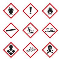 Globally polluting system. Hazardous materials. Warning signs. vector