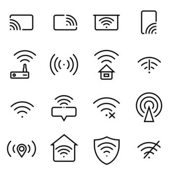 Wifi symbols in trendy flat style isolated. Internet router icon set. vector