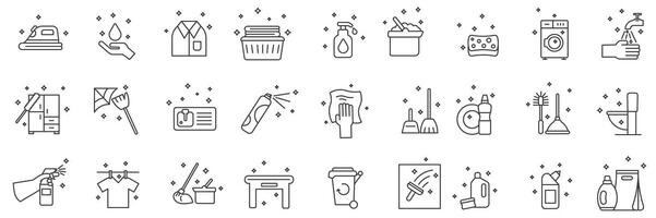Cleaning icons. Cleaning company symbols icons. Set of linear icons on the theme of cleaning. vector
