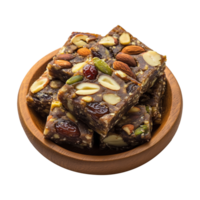 Nutritious Khajoor Burfi with Dates, Badam, and Pistachio Isolated on Transparent Background Ideal for Product Marketing Campaigns. png