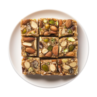 Gourmet Khajoor Burfi Featuring Dates and an Assortment of Nuts Isolated on Transparent Background Great for Social Media Engagement. png
