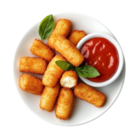 Crispy and Cheesy Kroket Mozzarella Fried Sticks Isolated on Transparent Background Use for Tasty Product Promotions and Social Media Graphics. png