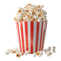 Popcorn in a Red and White Striped Bucket Isolated on Transparent Background Perfect for Product Banners, Social Media Posts, and Marketing Campaigns. png