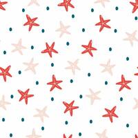 Starfishes seamless pattern flat . Cute cartoon style sea and ocean creature, animal. Square composition, for print design, wallpaper, wrapping paper or web. vector
