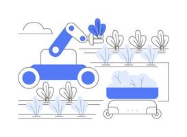 Harvesting and picking robots isolated cartoon illustrations. vector