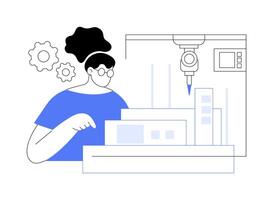 3D printing in architecture isolated cartoon illustrations. vector