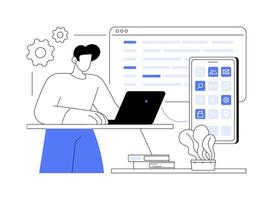 Native mobile app isolated cartoon illustrations. vector