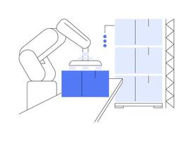 Palletizing robots isolated cartoon illustrations. vector