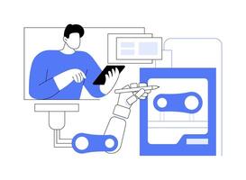 3D printers in robotics isolated cartoon illustrations. vector