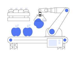 Sorting and packing robots isolated cartoon illustrations. vector