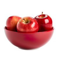 a bowl of fresh red apple isolated on transparent background png