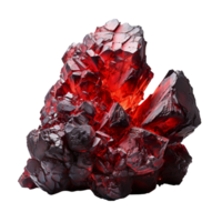 A rock with red lava isolated on transparent background png