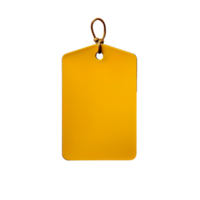 Blank yellow paper price tag isolated on transparent background png