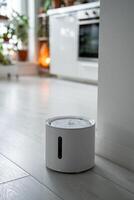 Automatic electric pet water dispenser. Smart cat and small dog drinker with mobile app connection. photo