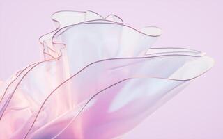 Flowing gradient transparent multilayer glass background, 3d rendering. photo