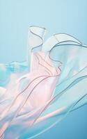 Flowing gradient transparent multilayer glass background, 3d rendering. photo