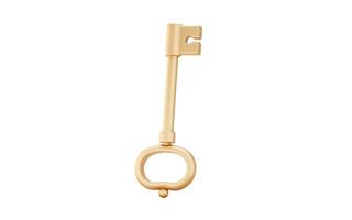 Classic retro gold key, 3d rendering. photo