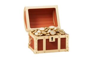 Opened retro treasure box and gift box, 3d rendering. photo